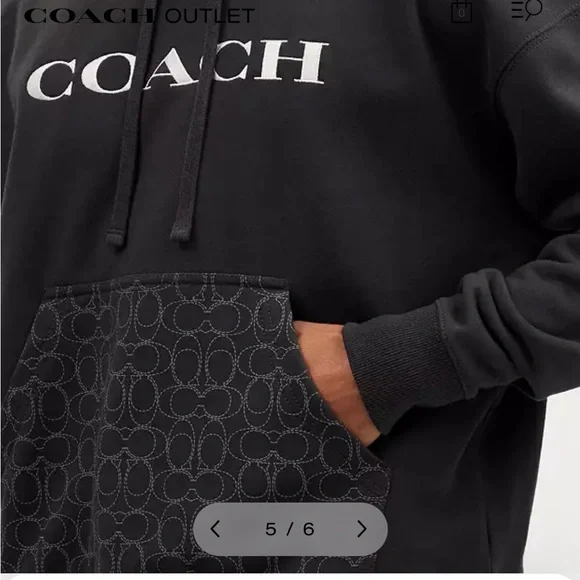 NWOT Coach Black and Gray Geometric Oversized Unisex Hoodie- XL - Picture 3 of 7